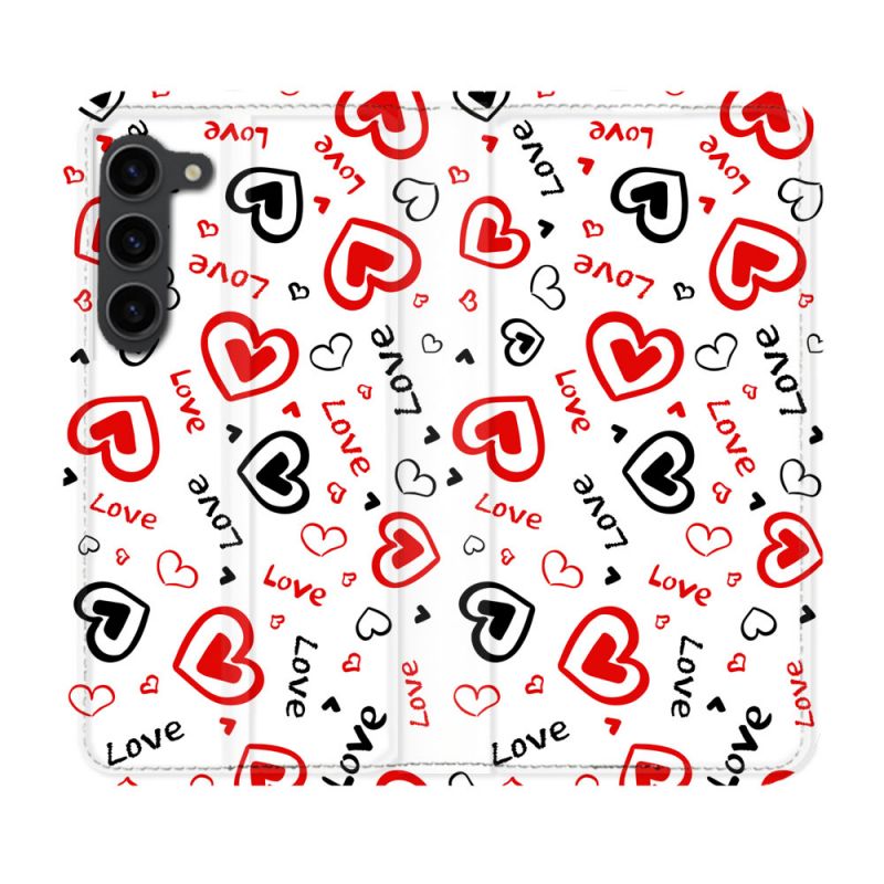 Housse Cuir Portefeuille Pour Samsung Galaxy S23 Plus Amour Love