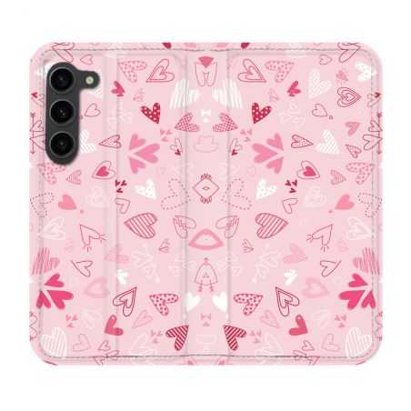 Housse Cuir Portefeuille Pour Samsung Galaxy S23 Plus Amour Ptis Coeurs