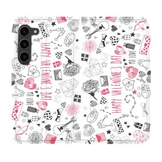 Housse Cuir Portefeuille Pour Samsung Galaxy S23 Plus Amour Valentines