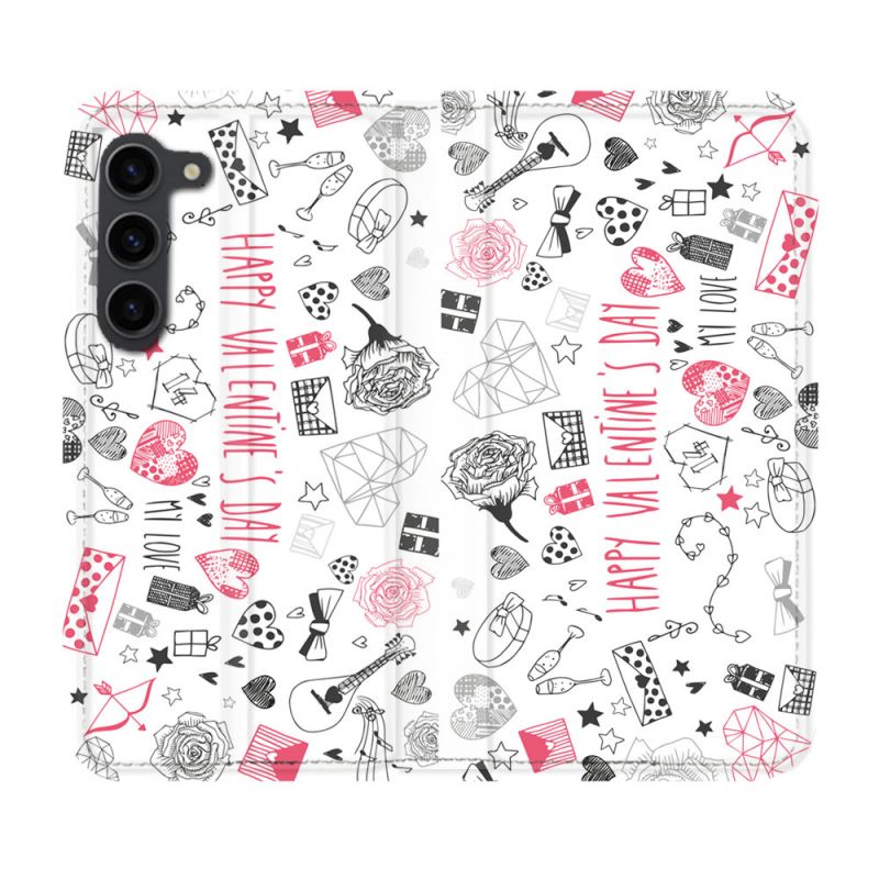 Housse Cuir Portefeuille Pour Samsung Galaxy S23 Plus Amour Valentines