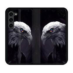 Housse Cuir Portefeuille Pour Samsung Galaxy S23 Plus Animal Aigle Royal Noir
