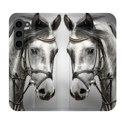 Housse Cuir Portefeuille Pour Samsung Galaxy S23 Plus Animal Cheval Blanc