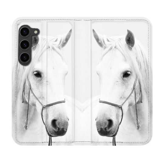 Housse Cuir Portefeuille Pour Samsung Galaxy S23 Plus Animal Cheval Cristal