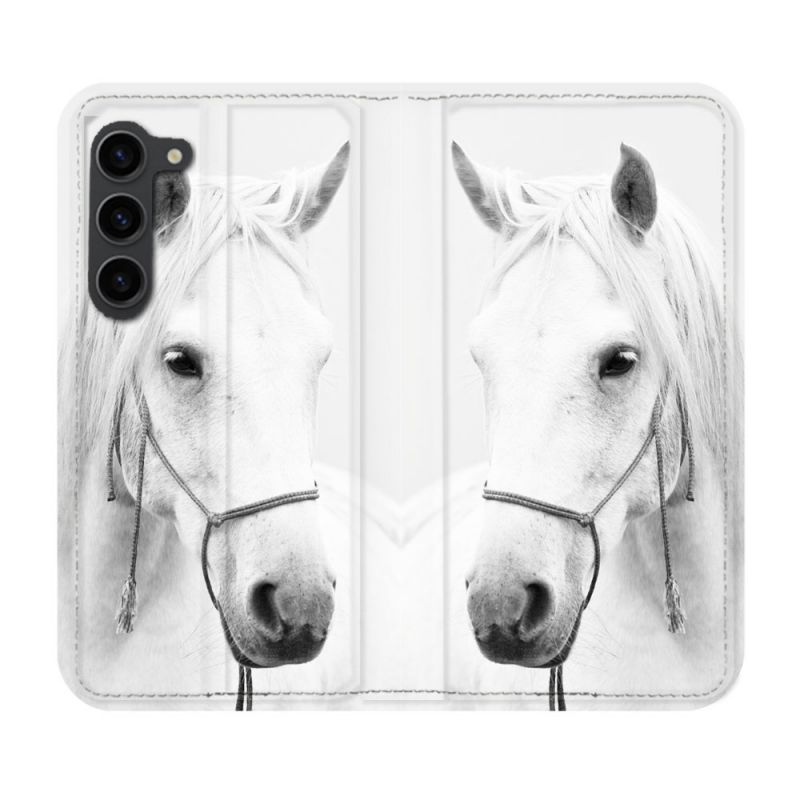 Housse Cuir Portefeuille Pour Samsung Galaxy S23 Plus Animal Cheval Cristal