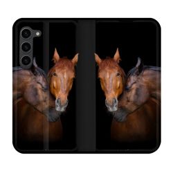 Housse Cuir Portefeuille Pour Samsung Galaxy S23 Plus Animal Cheval Marron