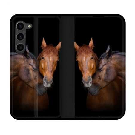 Housse Cuir Portefeuille Pour Samsung Galaxy S23 Plus Animal Cheval Marron