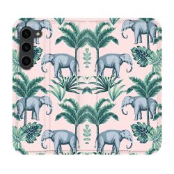 Housse Cuir Portefeuille Pour Samsung Galaxy S23 Plus Animal Elephant Pattern