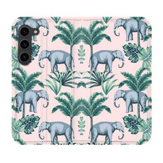 Housse Cuir Portefeuille Pour Samsung Galaxy S23 Plus Animal Elephant Pattern