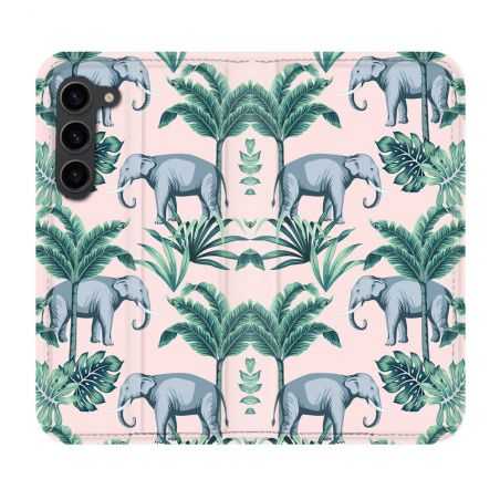 Housse Cuir Portefeuille Pour Samsung Galaxy S23 Plus Animal Elephant Pattern