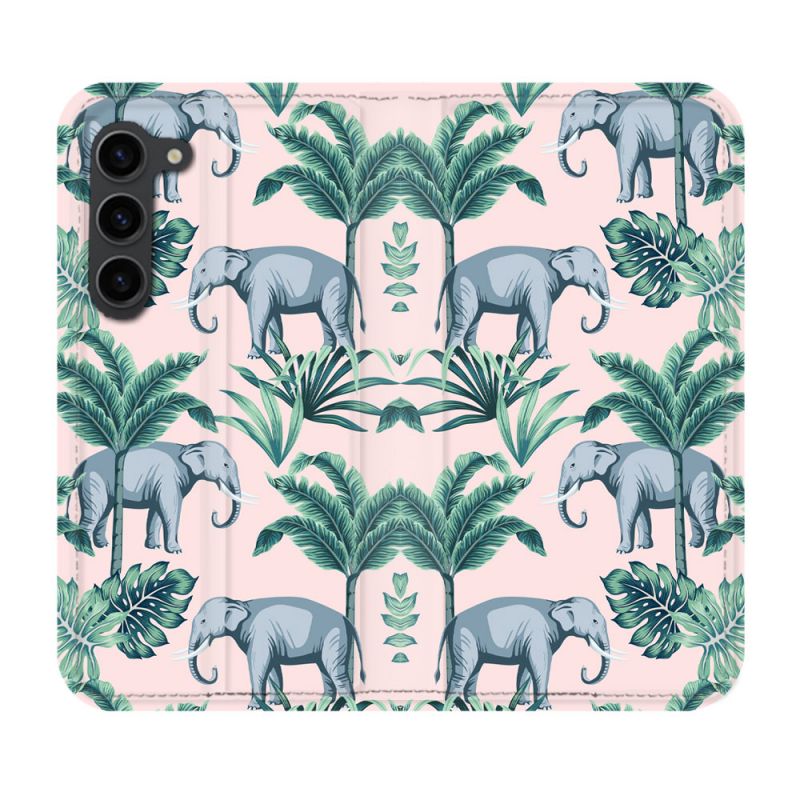 Housse Cuir Portefeuille Pour Samsung Galaxy S23 Plus Animal Elephant Pattern