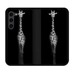 Housse Cuir Portefeuille Pour Samsung Galaxy S23 Plus Animal Girafe Noire