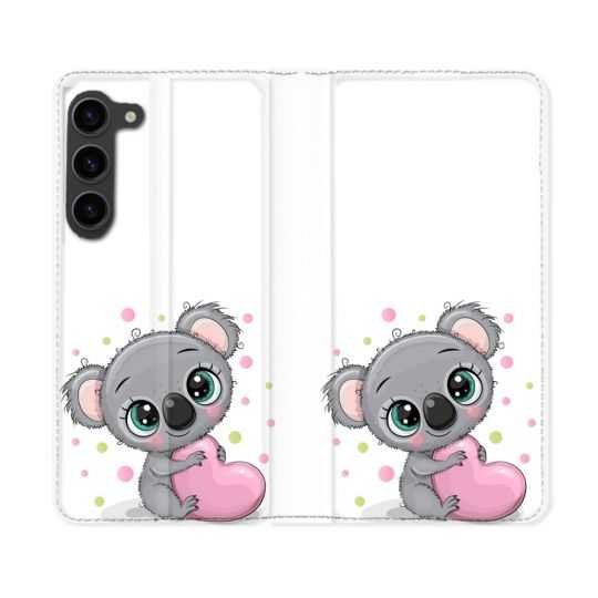 Housse Cuir Portefeuille Pour Samsung Galaxy S23 Plus Animal Koala Cœur