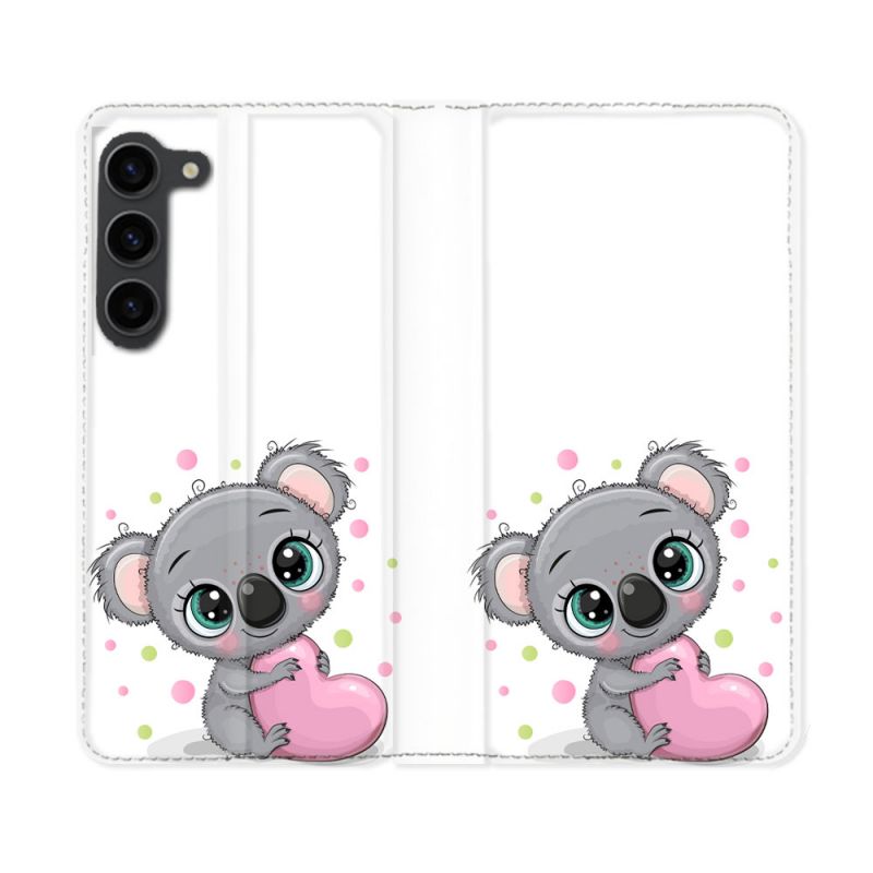 Housse Cuir Portefeuille Pour Samsung Galaxy S23 Plus Animal Koala Cœur