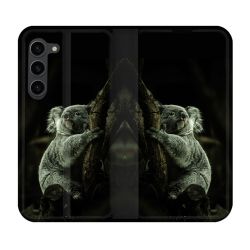Housse Cuir Portefeuille Pour Samsung Galaxy S23 Plus Animal Koala Noir