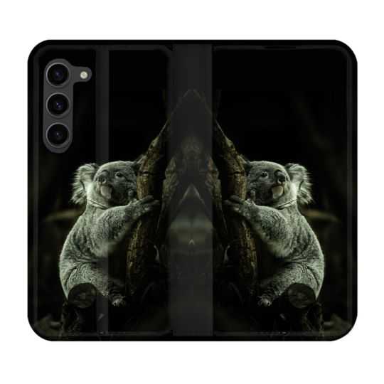 Housse Cuir Portefeuille Pour Samsung Galaxy S23 Plus Animal Koala Noir