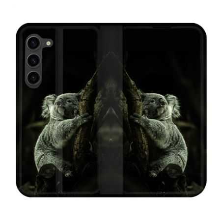 Housse Cuir Portefeuille Pour Samsung Galaxy S23 Plus Animal Koala Noir