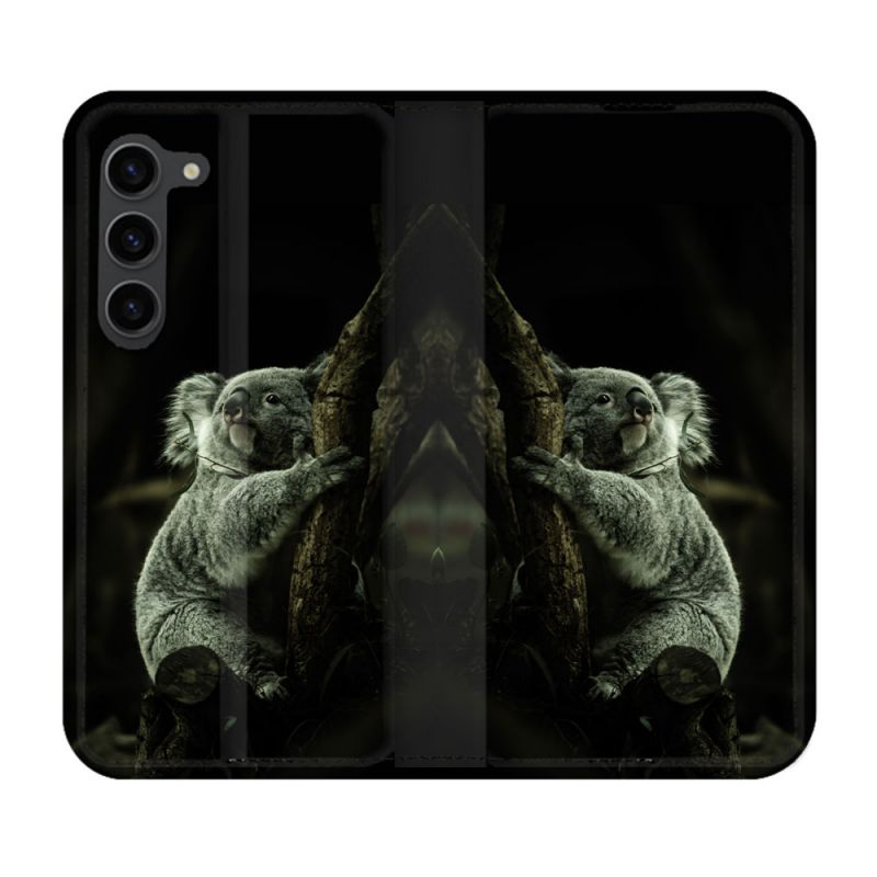 Housse Cuir Portefeuille Pour Samsung Galaxy S23 Plus Animal Koala Noir