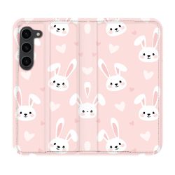 Housse Cuir Portefeuille Pour Samsung Galaxy S23 Plus Animal Lapin Rose