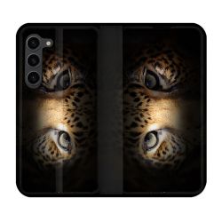 Housse Cuir Portefeuille Pour Samsung Galaxy S23 Plus Animal Leopard Yeux