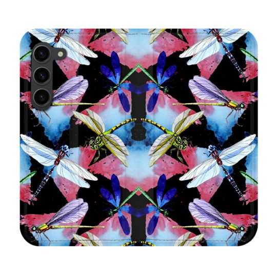 Housse Cuir Portefeuille Pour Samsung Galaxy S23 Plus Animal Libellule