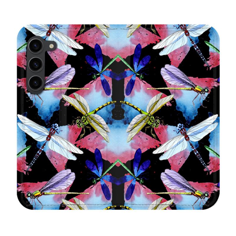 Housse Cuir Portefeuille Pour Samsung Galaxy S23 Plus Animal Libellule