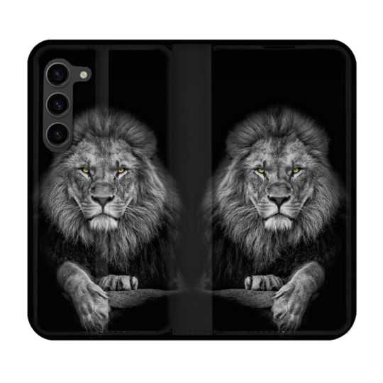 Housse Cuir Portefeuille Pour Samsung Galaxy S23 Plus Animal Lion Majestueux