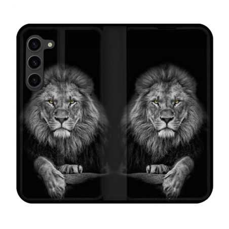 Housse Cuir Portefeuille Pour Samsung Galaxy S23 Plus Animal Lion Majestueux