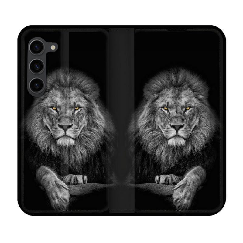 Housse Cuir Portefeuille Pour Samsung Galaxy S23 Plus Animal Lion Majestueux