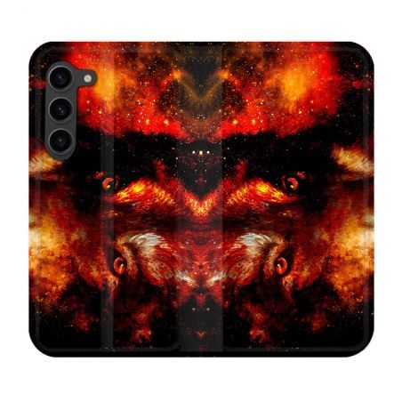 Housse Cuir Portefeuille Pour Samsung Galaxy S23 Plus Animal Loup Espace