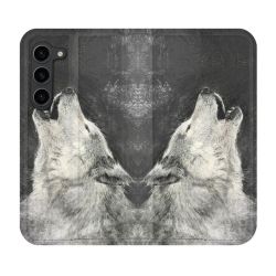 Housse Cuir Portefeuille Pour Samsung Galaxy S23 Plus Animal Loup Hurlement