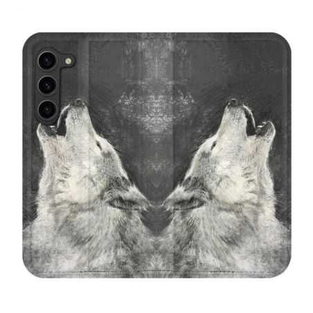 Housse Cuir Portefeuille Pour Samsung Galaxy S23 Plus Animal Loup Hurlement