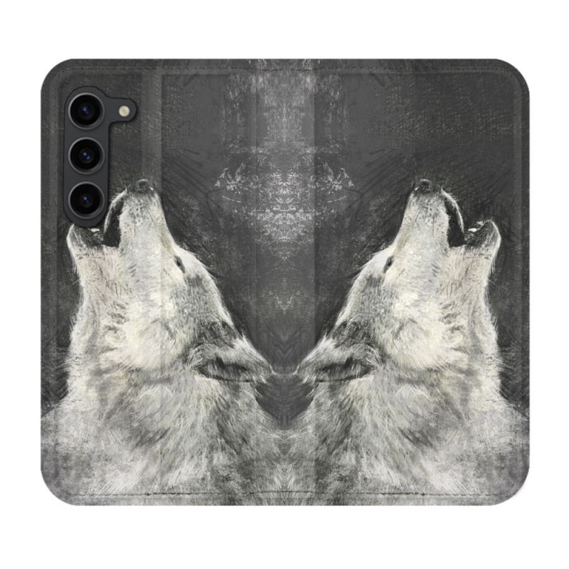 Housse Cuir Portefeuille Pour Samsung Galaxy S23 Plus Animal Loup Hurlement