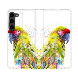 Housse Cuir Portefeuille Pour Samsung Galaxy S23 Plus Animal Perroquet Jaune
