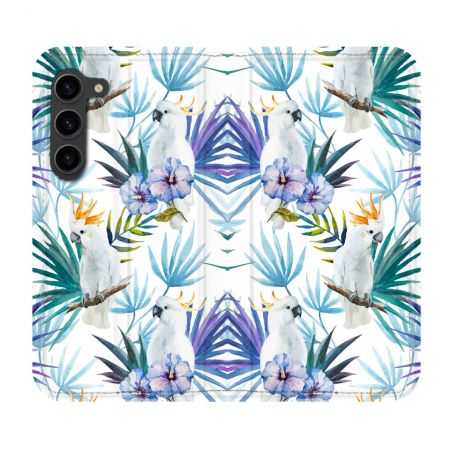 Housse Cuir Portefeuille Pour Samsung Galaxy S23 Plus Animal Perroquet Peinture