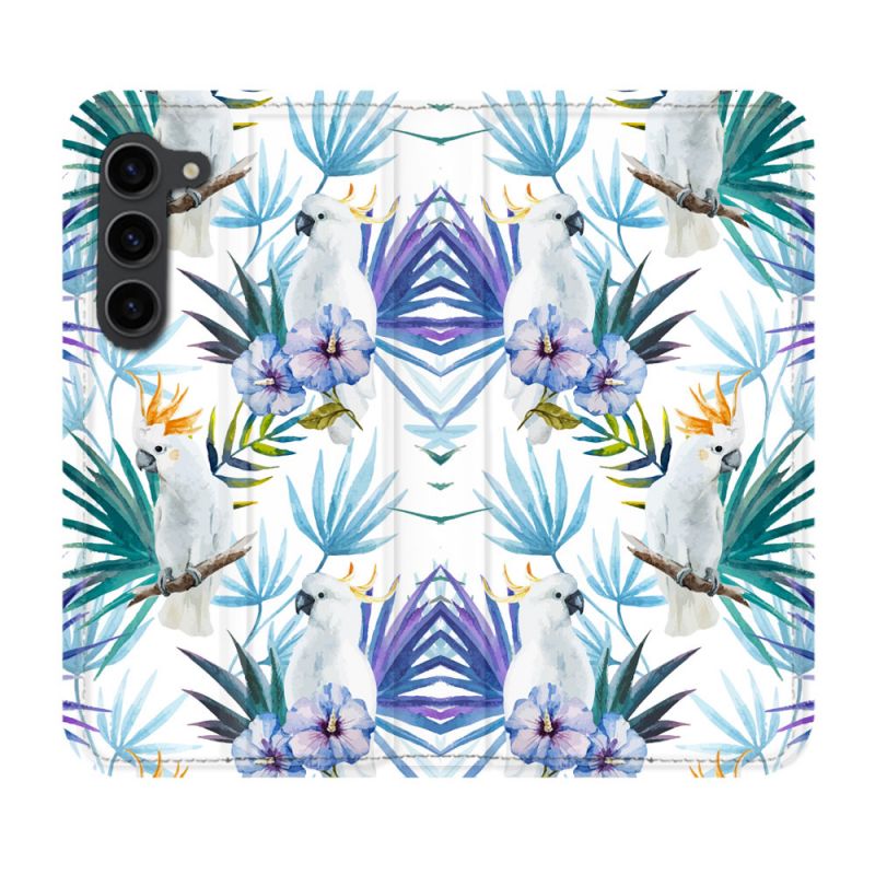 Housse Cuir Portefeuille Pour Samsung Galaxy S23 Plus Animal Perroquet Peinture