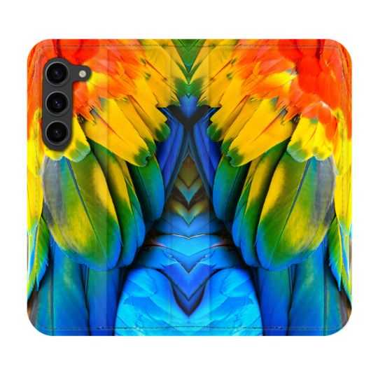 Housse Cuir Portefeuille Pour Samsung Galaxy S23 Plus Animal Perroquet Plume