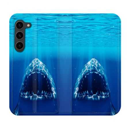 Housse Cuir Portefeuille Pour Samsung Galaxy S23 Plus Animal Requin Dent