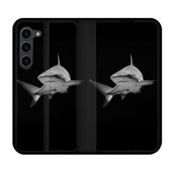 Housse Cuir Portefeuille Pour Samsung Galaxy S23 Plus Animal Requin Sombre