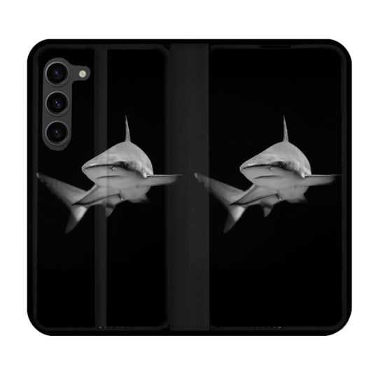 Housse Cuir Portefeuille Pour Samsung Galaxy S23 Plus Animal Requin Sombre
