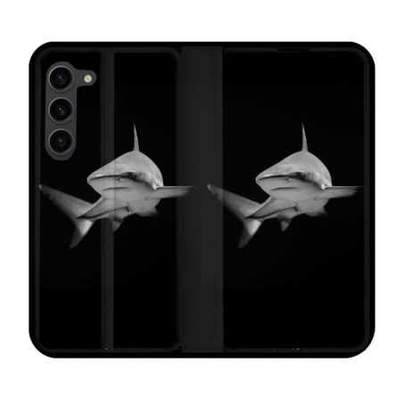 Housse Cuir Portefeuille Pour Samsung Galaxy S23 Plus Animal Requin Sombre