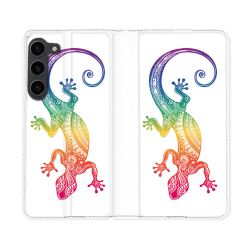 Housse Cuir Portefeuille Pour Samsung Galaxy S23 Plus Animal Salamandre Color