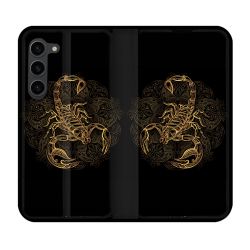 Housse Cuir Portefeuille Pour Samsung Galaxy S23 Plus Animal Scorpion Fresque