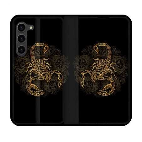 Housse Cuir Portefeuille Pour Samsung Galaxy S23 Plus Animal Scorpion Fresque