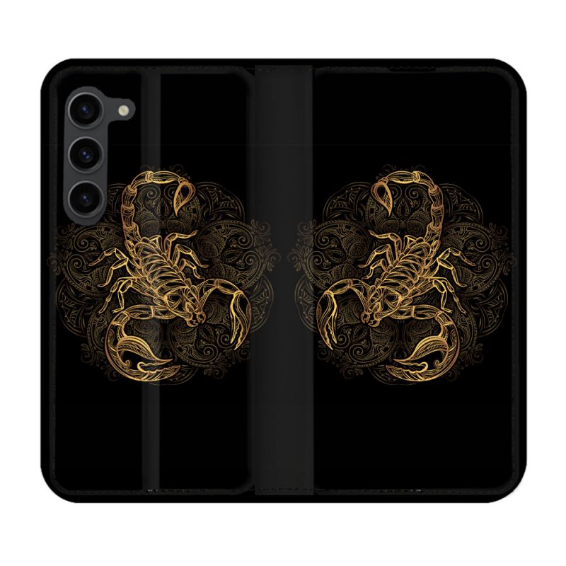 Housse Cuir Portefeuille Pour Samsung Galaxy S23 Plus Animal Scorpion Fresque