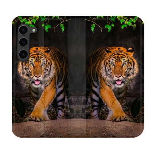 Housse Cuir Portefeuille Pour Samsung Galaxy S23 Plus Animal Tigre Jungle