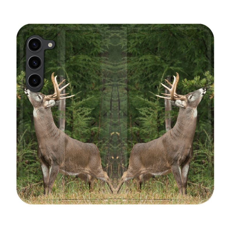 Housse Cuir Portefeuille Pour Samsung Galaxy S23 Plus Chasse Cerf