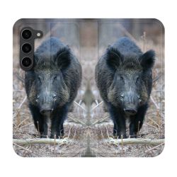 Housse Cuir Portefeuille Pour Samsung Galaxy S23 Plus Chasse Sanglier Pin
