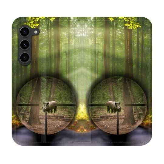 Housse Cuir Portefeuille Pour Samsung Galaxy S23 Plus Chasse Sanglier Viseur