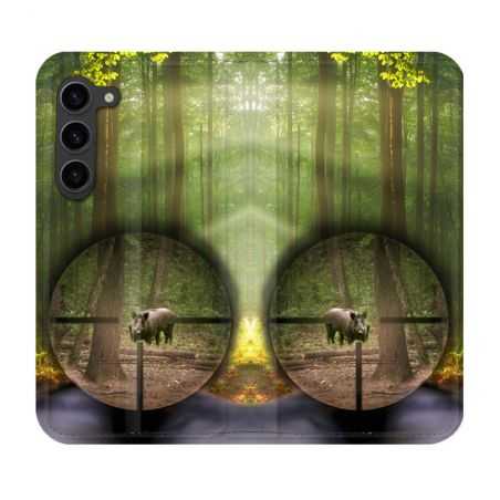 Housse Cuir Portefeuille Pour Samsung Galaxy S23 Plus Chasse Sanglier Viseur