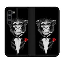 Housse Cuir Portefeuille Pour Samsung Galaxy S23 Plus Decale Singe Mafia